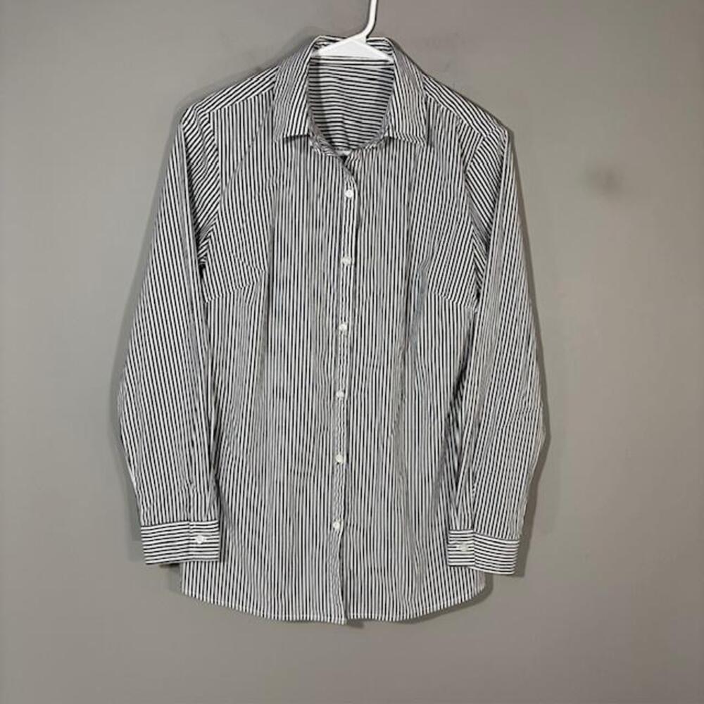 J. McLaughlin Shirt Womens Small White Stripe Button Long Sleeve Stretch Top